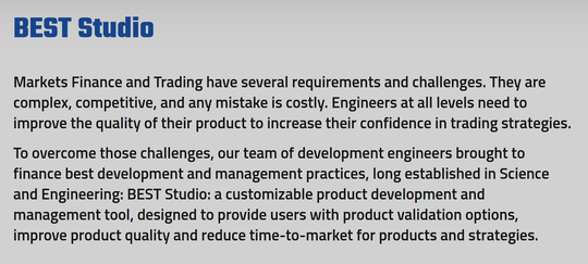 Algorithmic Trading Development Environment: BEST Studio (2010–2012)